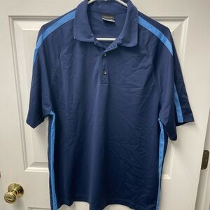 Nike Men's Dark Blue Polo with Light Blue Stripes
